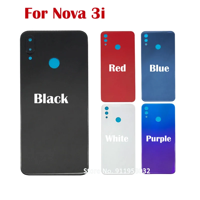 For Nova3i Back Battery Glass Cover Panel Rear Door Case For Huawei Nova 3i Back Cover Housing With Camera Lens