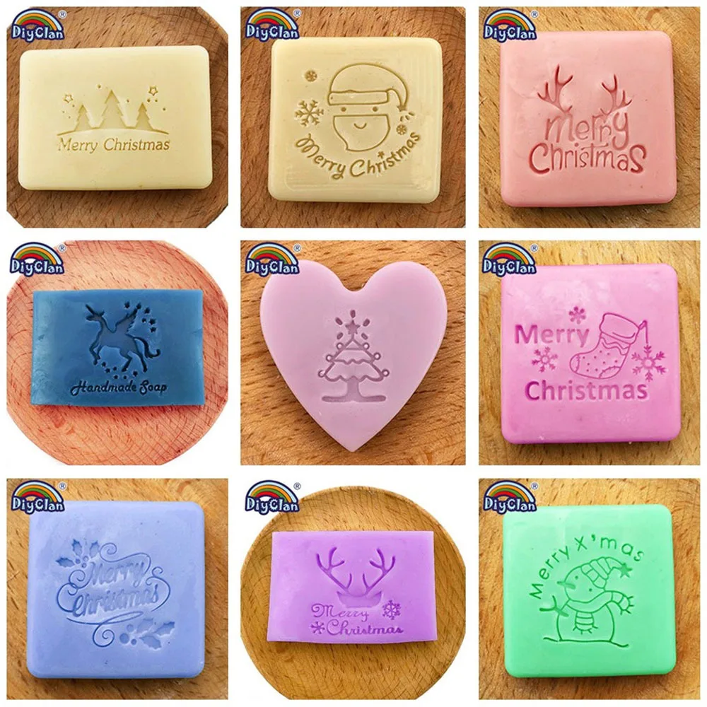 Christmas Series Soap Stamp Snowman Unicorn Tree Stocking Clear Natural Organic Chapter For DIY Handmade Soap Making Seal