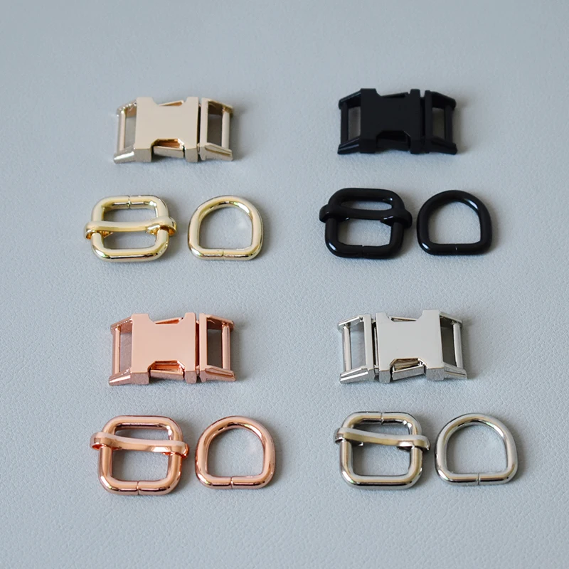 20 Sets 15mm Metal Buckle Adjust Buckle D Ring 3-Piece Plated Straps Webbing Garments Dog Collars Top Quality Zinc Alloy