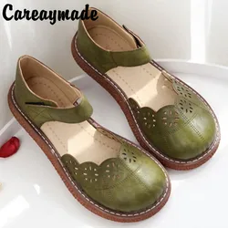 Careaymade-summer letteratura art scava fuori i balconi dei petali intagliati fondo piatto delle donne retro Forest Fairy scarpe con suola alta e spessa