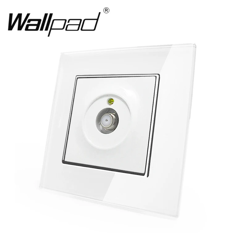 1 gang TV Socket Wallpad White Luxury Crystal Glass EU European Standard Television TV Port Jack Wall Socket with Claws Hooks