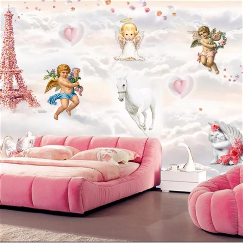 wellyu Custom large wall painting 3d wallpaper cartoon dream angel candy background wall living room bedroom wallpaper