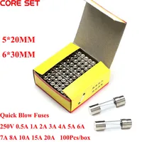Tubo de seguro de soplado rápido, fusible de soplado rápido de vidrio de 5x20MM, 5x20, 6x30, 6x30MM, 5x20, 100 V, 0.5A, 1A, 2A, 3A, 4A, 5A, 6A, 7A, 8A, 10A, 15A, 20A, 250 unidades