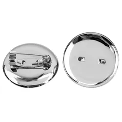 50pcs/lot Rhodium Round Brooch Base Cabochon Blank Trays with Brooch Pins Cameo Cabochon Base Setting For Jewelry Making Supplie