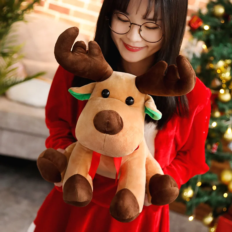 1PC 25/35/45CM Cute Elk Plush Toy Soft Stuffed Cartoon Animal Deer Doll Kawaii Christmas Gifts For Children Boys Home Decor