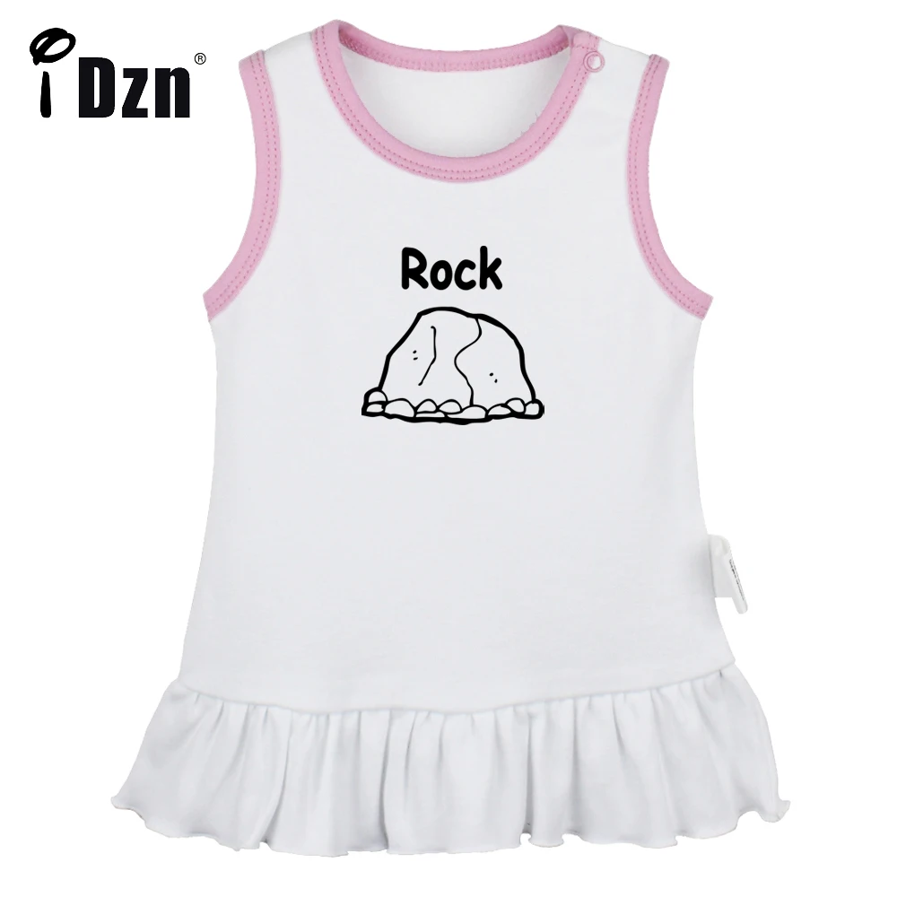 

iDzn NEW Summer Rock Paper Scissors Cute Baby Girls Sleeveless Dress Newborn Fun Art Printed Pleated Dress Soft Vest Dresses