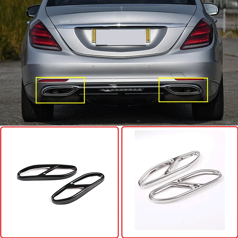 

For 2018-2019 Mercedes-Benz S-Class W222 stainless steel car tail throat exhaust muffler pipe cover sticker exterior accessories