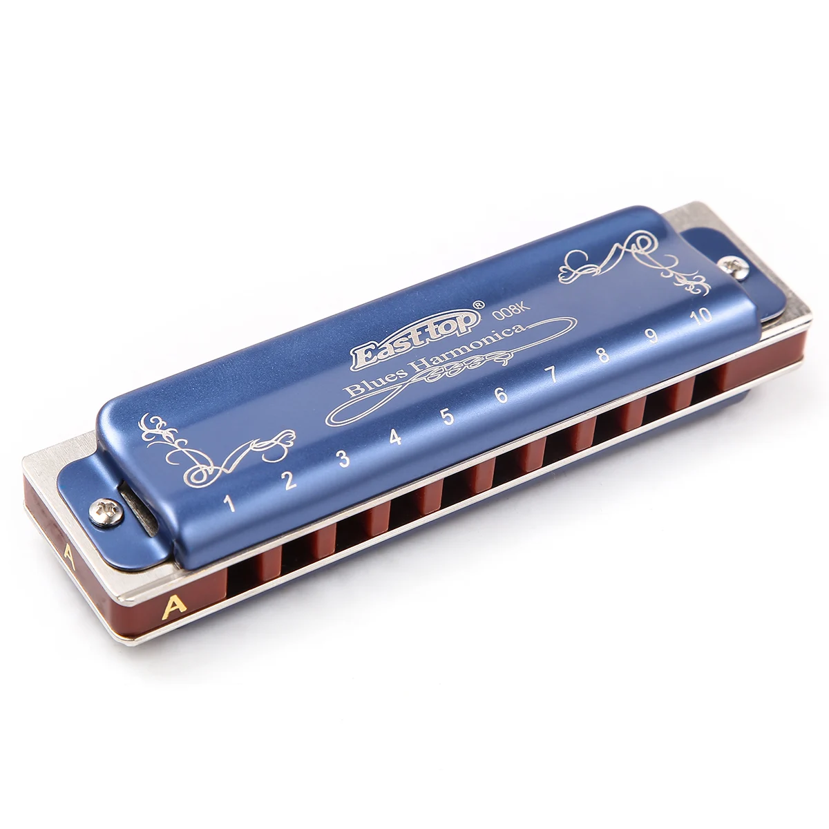 East Top Diatonic Harmonica 10 Holes Blues Harmonica Blue T008K with Case Professional Harmonica for Beginner Students Adults