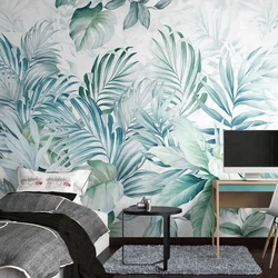 Foto personalizada 3D acuarela planta Tropical hojas papel tapiz Mural grande para cocina sala de estar dormitorio TV Fondo decoración de pared
