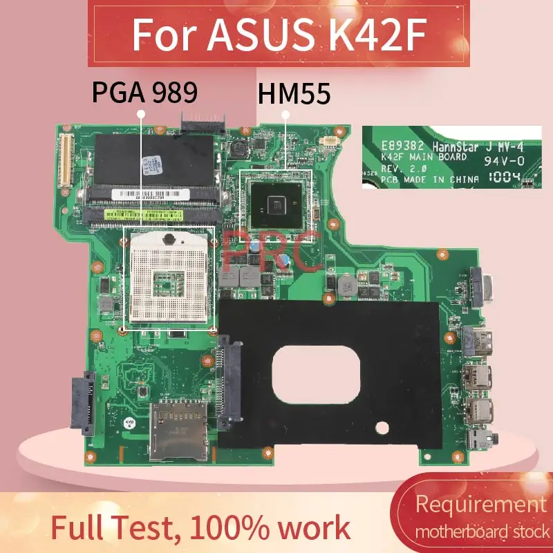 

K42F Laptop motherboard For ASUS K42F P42F PGA989 Notebook Mainboard REV:2.0 HM55 DDR3