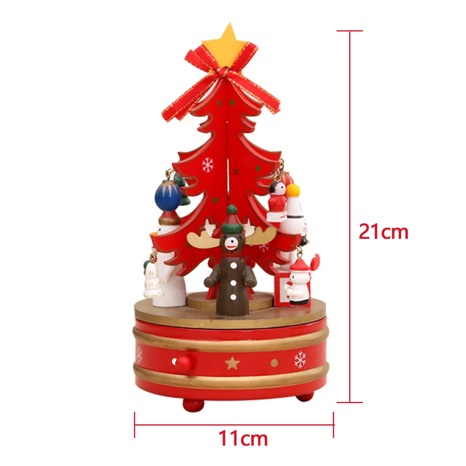 Christmas Tree Music Box Wind Up Rotating Wooden Musical Box for Kids Friends New Year Child Ornaments Girls Gifts