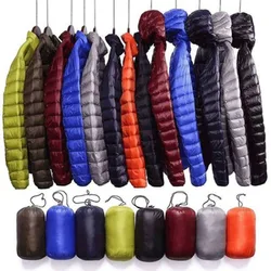 Autumn Winter Down Jacket Men Casual Stand Collar Ultra Light Parka Coat Portable Outwear Windproof White Duck Down Jacket 4XL