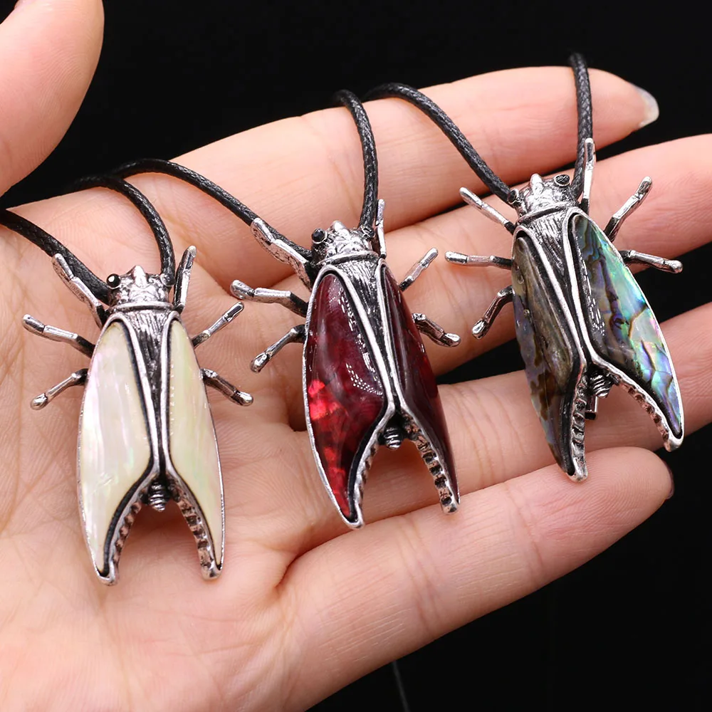 Natural Shell Necklace Pendant Insect Shape 28x40mm for DIY Jewelry Making Necklace Bracelet Home Decoration Gift
