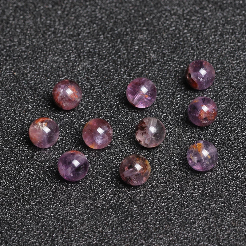 4A Natural Purple Phantom Chlorite Quartz Crystal Single Bead DIY Beads Jewelry Making