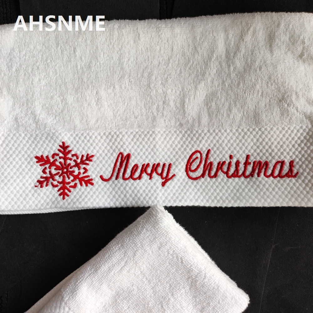 Merry Christmas bath towel Customized message prayer baptism Cotton Hand Towel 100% Cotton Embroidery Name Personalized Towel