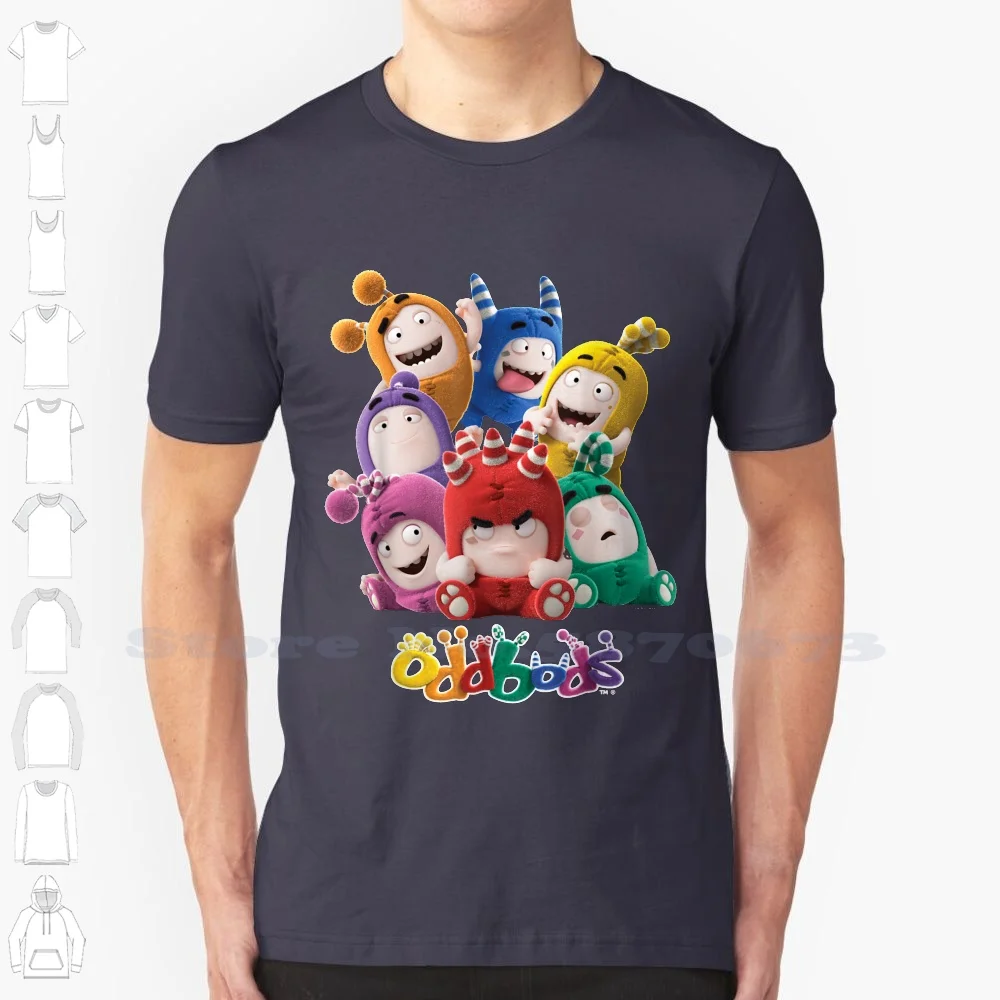 Oddbods All 7 Characters In Cute Funny Poses Custom Funny Hot Sale Tshirt Characters I Have Idea Who Im Trending Wedding Humor