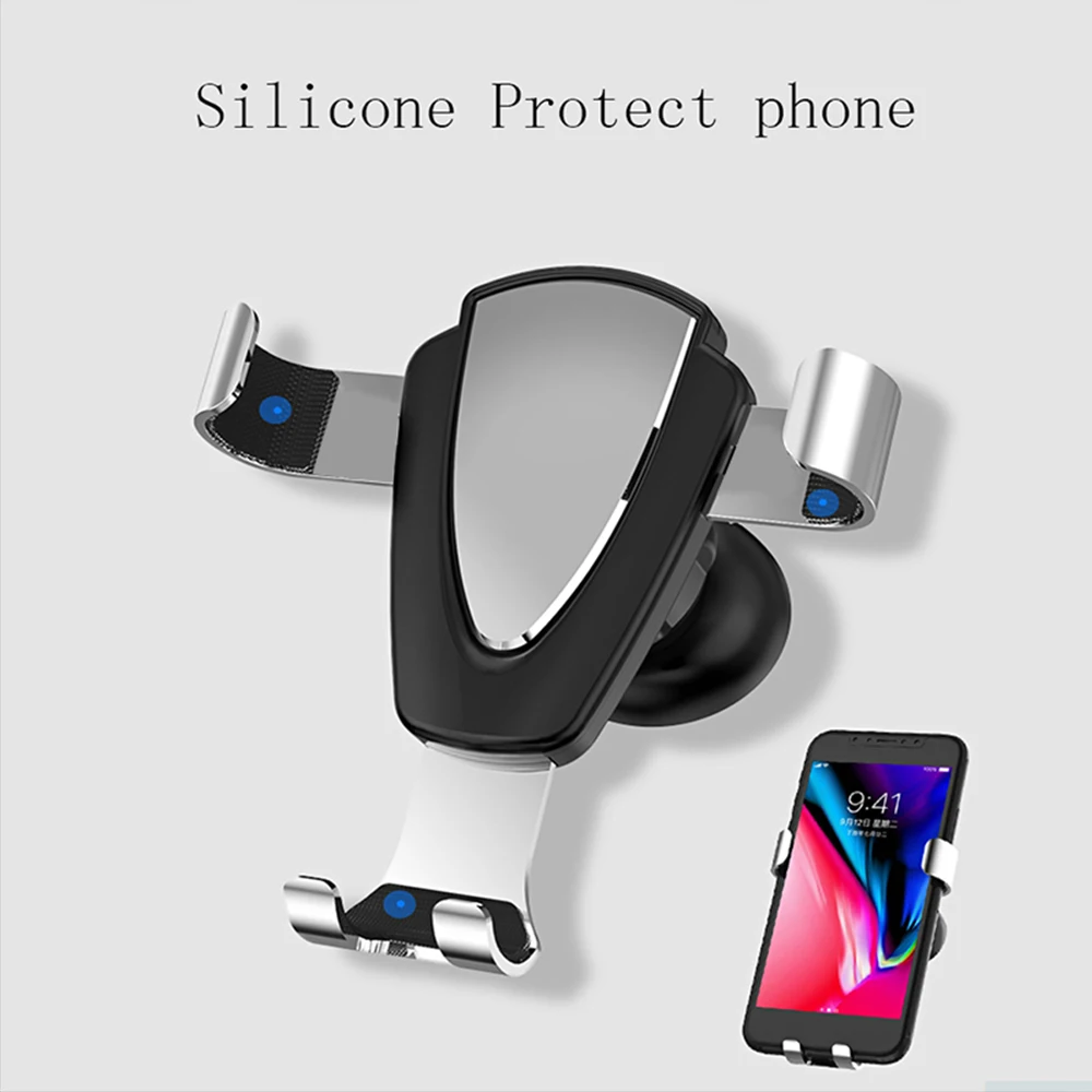 New Metal Gravity Car Mount Mobile Phone Holder Car Air Vent Clip Stand Cell Phone Large Compatible For Smart Phone