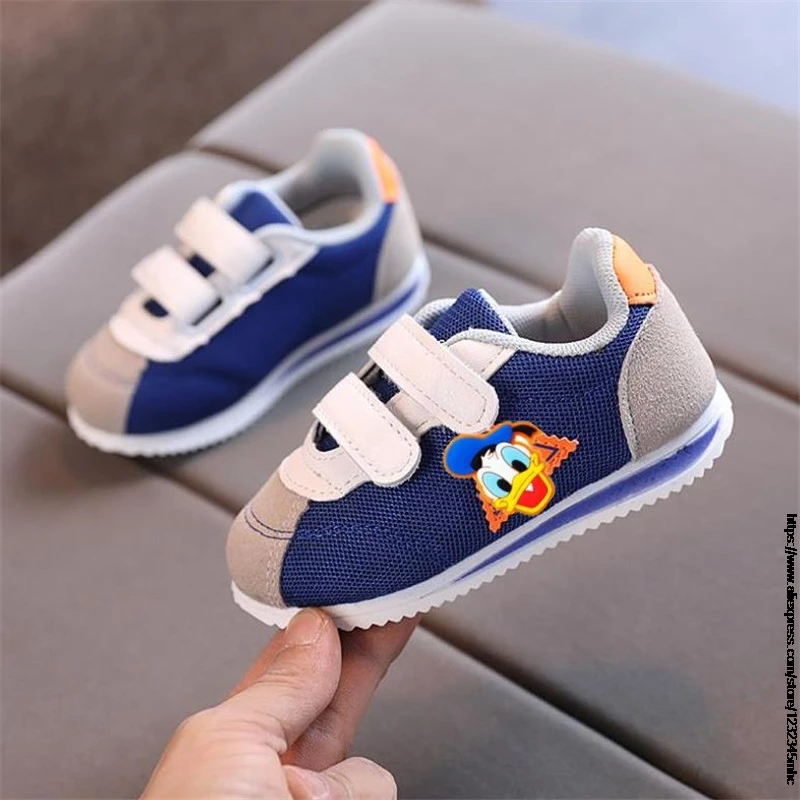 Kids Shoes Anti-slip Soft Rubber Mickey Minnie Sneakers Casual Flat Sneakers Children Girls Boys Sports Duck Shoes