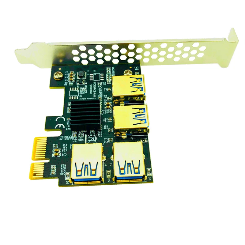 H1111Z PCI-E PCIE Riser Card 1 to 4 USB3.0 Adapter Card Multiplier HUB PCI Express Riser 009S Plus Riser PCIE x16 For BTC Mining