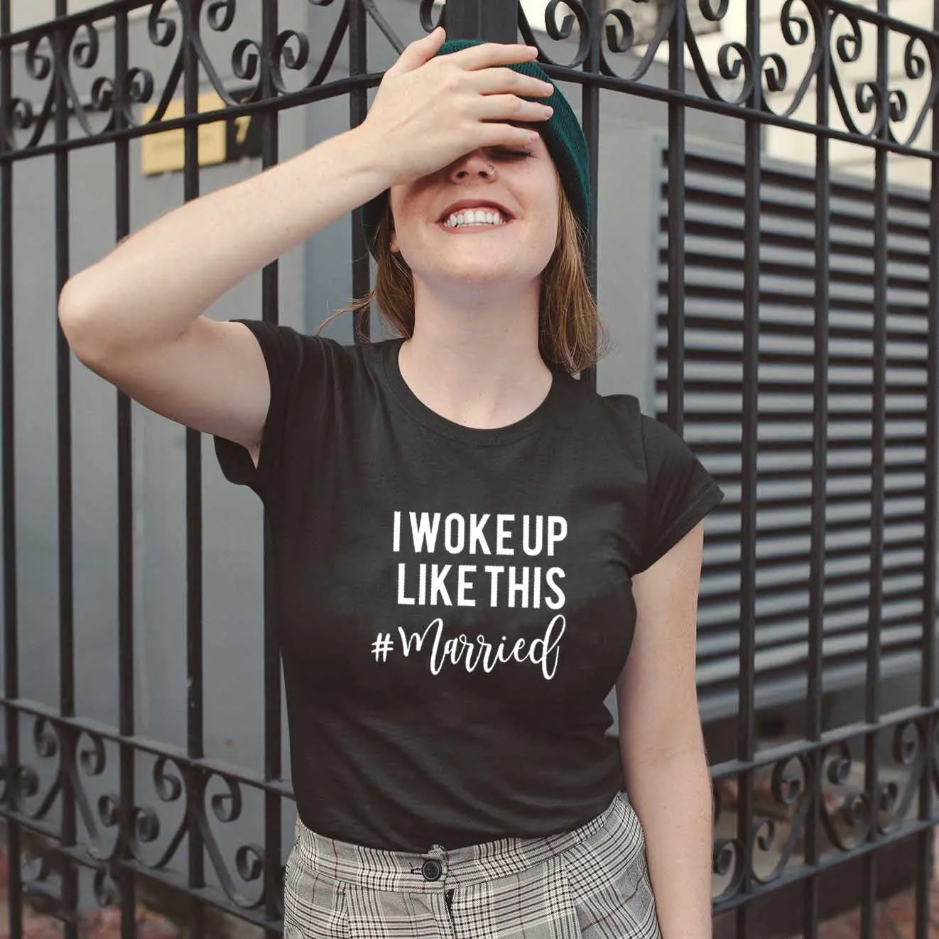 

I Woke Up Like This Printed New Arrival Women's Summer Funny Cotton T-Shirt Just Married Shirt Wedding Shower Gift Honeymoon Tee