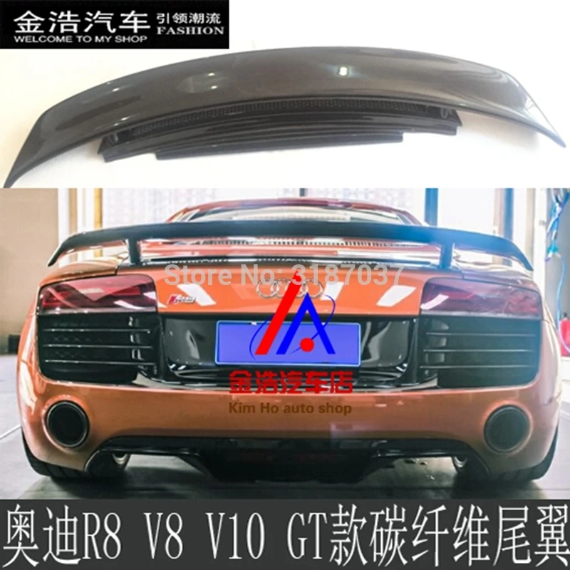 

for Audi R8 V8 V10 2008-2015 Carbon Fiber Rear Roof Spoiler Wing Trunk Lip Boot Cover Car Styling