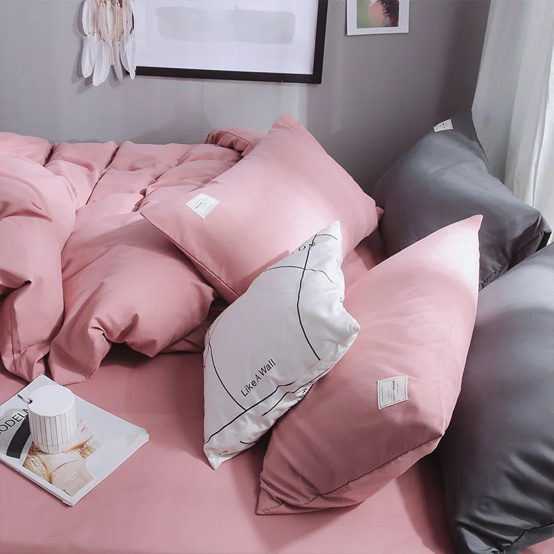 Liv-Esthete Mewah Pink Set Tempat Tidur Lembut Cetak Selimut Penutup Lembaran Datar Double King Queen Tempat Tidur Linen Tempat Tidur Lembar selimut Penutup