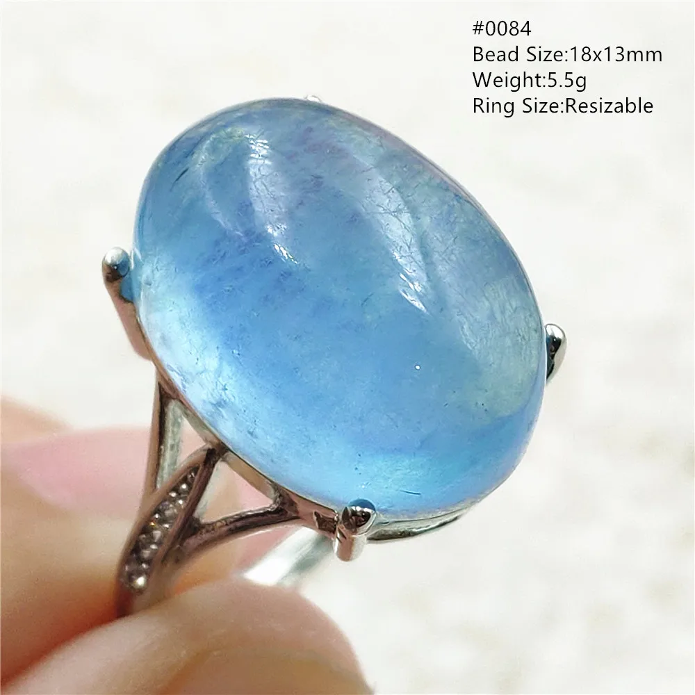 Natural azul aquamarine contas anel ajustável brasil anel oval 925 prata esterlina aquamarine jóias feminino aaaaa