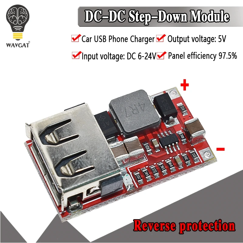 6-24V 24V 12V do 5V USB moduł obniżający DC-DC konwerter telefon ładowarka zasilacz samochodowy moduł wydajność 97.5% Buck moduł