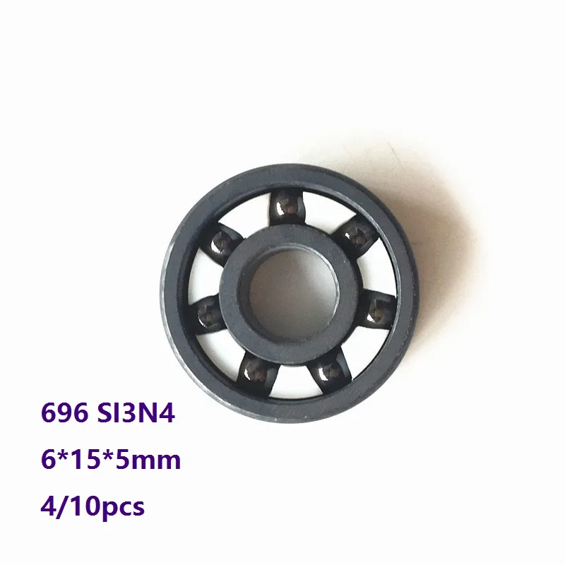 

4/10pcs 696 6×15×5 mm Full SI3N4 ceramic bearing Ceramic bearings silicon ceramic deep groove ball bearing 6*15*5mm