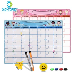 Kids Monthly Planner Whiteboard 30*40cm Study Schedule Dry Erase Calendar Fridge Magnet Flexible Cute A3 Message White Board