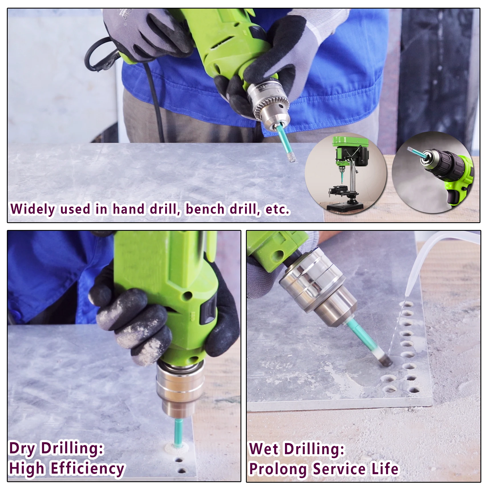 FACHLICH 2pcs Diamond Hole Saw Cutter Dry Drill Bits for Tile Porcelain Ceramic Marble Drilling Core Bits Dia 6/8/10/12/14mm