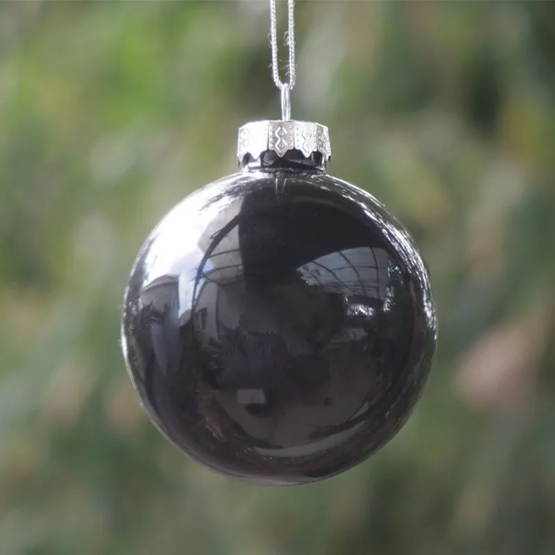 

12pcs/pack Diameter=8cm Small Size Black Series Glass Ball Christmas Day Home Decoration Transparent Hanging Globe Wedding Prop