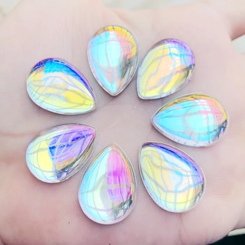 Teardrop Shape AB Clear Resin Rhinestone Flatback Gems Strass Crystal Stones for Wedding Dress Crafts Decorations W300