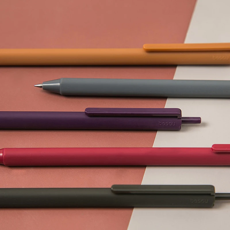 5pcs Retro Color Gel Pen Set 0.5mm Ballpoint Vintage Gray Purple Quick dry Ink Roller Ball Pens Marker Liner Office School F727 image 5