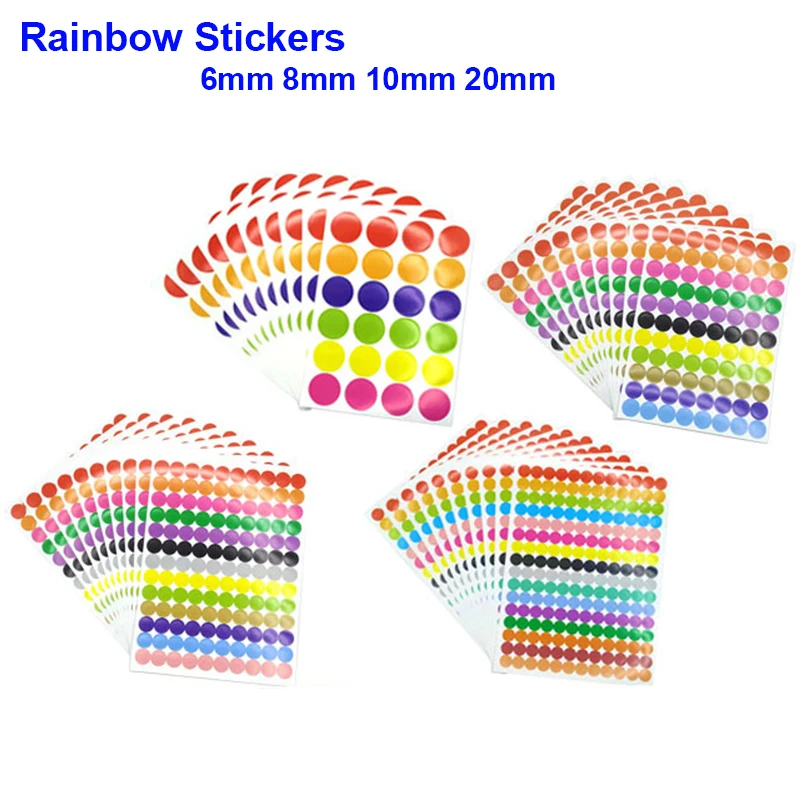 6mm 8mm 10mm 20mm Round Spot Circles Sealing Stiker Paper Labels Coloured Dot Stickers Adhesive Package Label Party Decoration