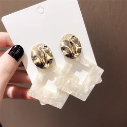 2019 Hot Sale Fashion  Square Acetate Clip On Earrings No Hole for Women Acrylic Resin Geometry Ear Clips