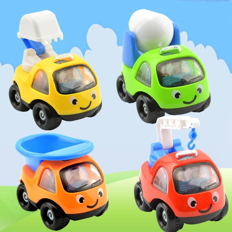 

1PCS Cartoon Car Q Edition Inertia Car Mini Construction Vehicle Model Children's Toy Mini Truck Car Child Boy Girl Holiday Gift