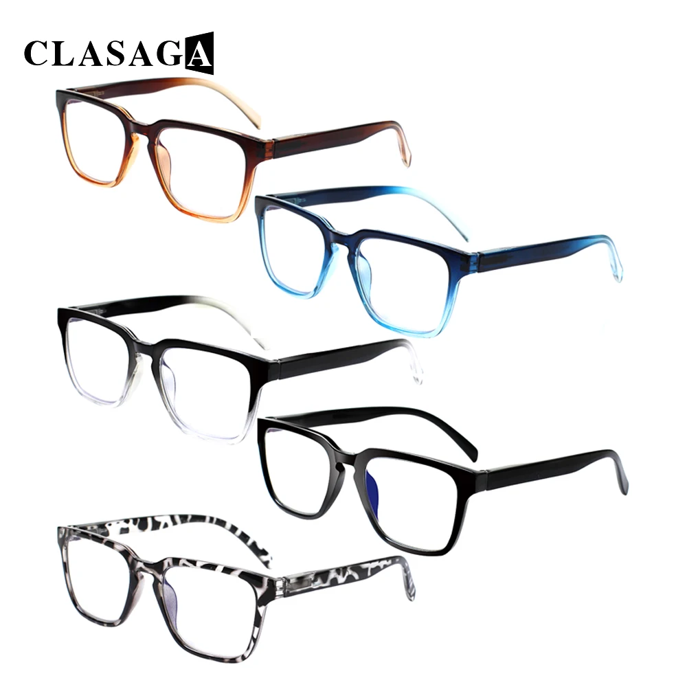 

CLASAGA 5 Pack Reading Glasses Blue Light Blocking Spring Hinge Men and Women Anti UV Computer Eyeglasses Reader Diopter 0~400