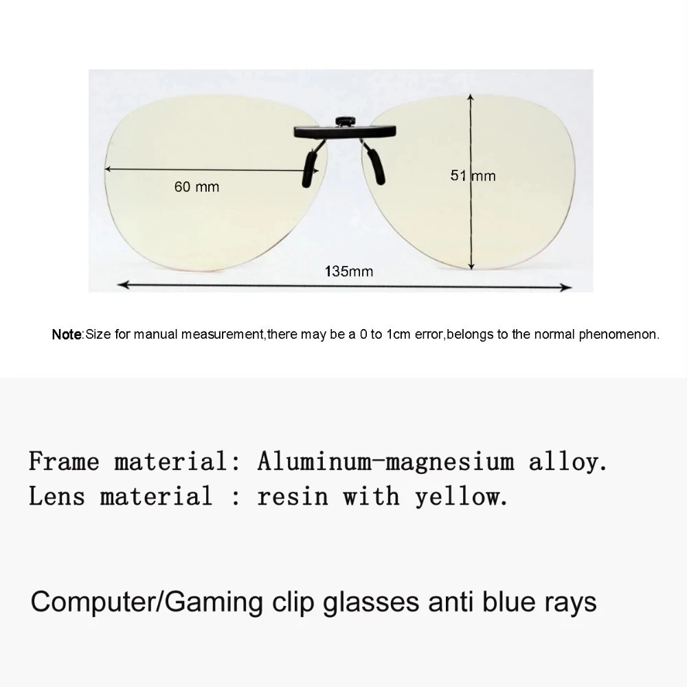 New Unisex Eyeglasses Clip-On Clip Lens For Light Anti Blue Ray Computer Phone Game TV Working Eyewear Glasses UV400