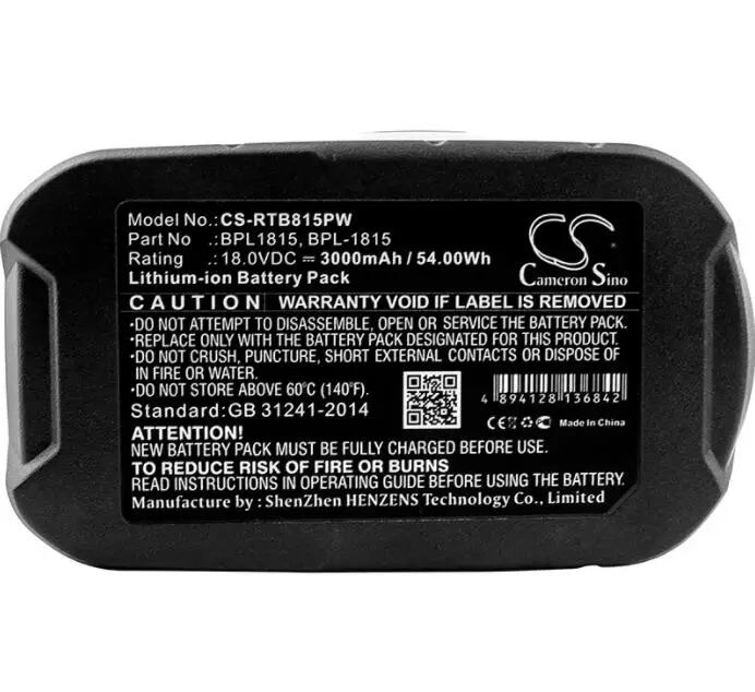 

cameron sino 3000mah battery for RYOBI BID-1801M BID-180L BID1821 BIW180 CAD-180L CAG-180M CAP-1801M CCC-1801M CCC-180L CCD-1801