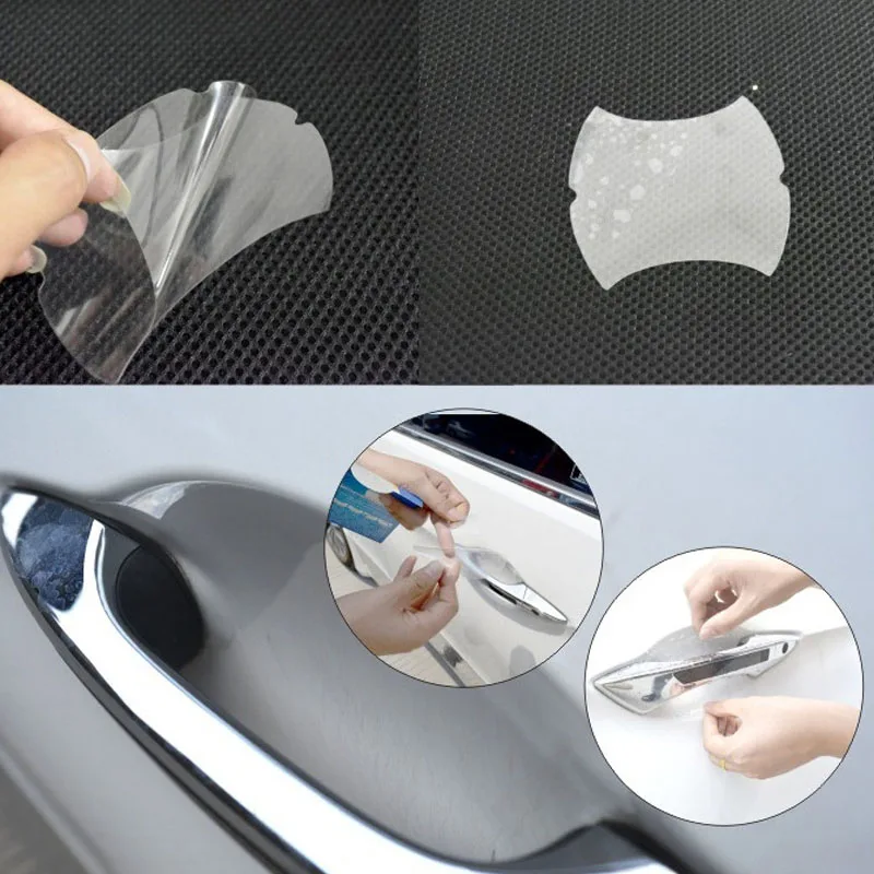 4pcs Car Door Handle Transparent Protective Film Door Handle Paint Protectors Scratch Film Guard Car Stickers 자동차용품
