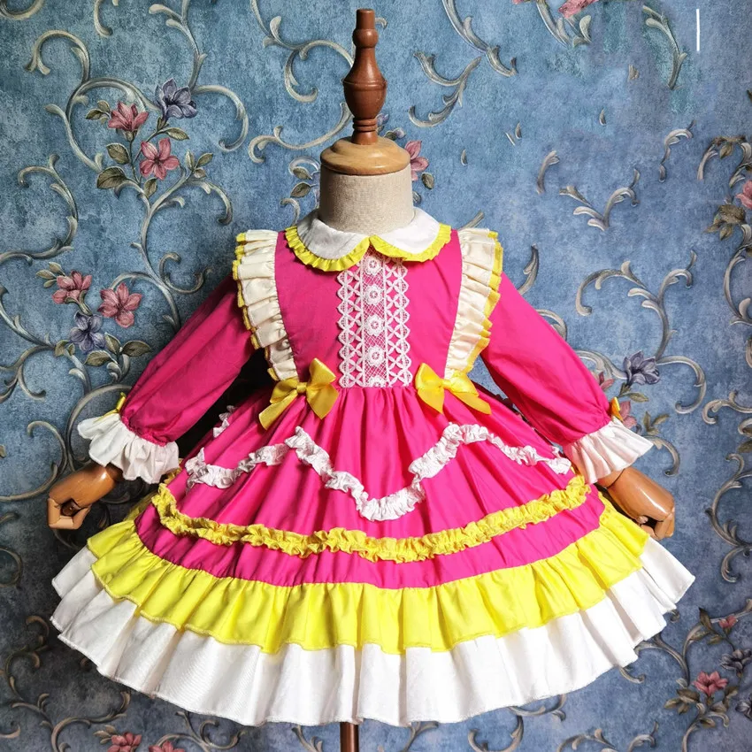 

Baby Girl Autumn Winter Vintage Spanish Lolita dress bow Princess Ball Gown for kids party dress