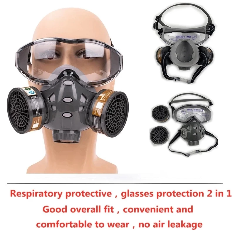 8200 Anti-Virus And Dust-Proof Mask Half-Face Protection Chemical Respirator With Filter Safety Goggles Industrial Spray Paint