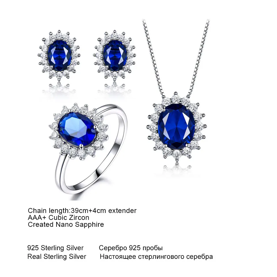 UMCHO 925 Sterling Silber Schmuck Set Nano Blue Sapphire Ring Anhänger Stud Ohrringe Für Frauen Marke Edlen Schmuck Top Qualität