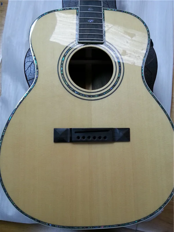 

free shipping AAAA all solid sikta spruce rosewood guitar OM custom handmade solid OM abalone acoustic guitar