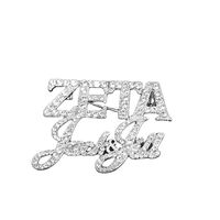Zinc Alloy Metal Clear Stone Sorority Label Zeta Jack & Jill Brooch JJ Letter Pin Brooches Jewelry