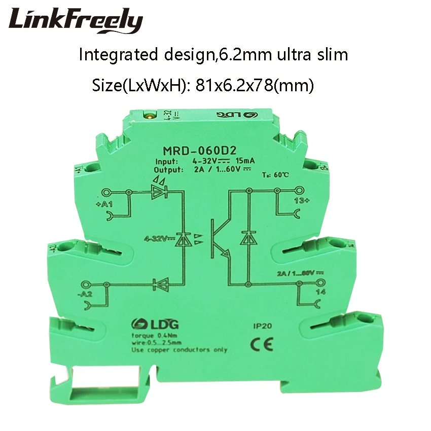 Imagem -03 - Indicador Led Programável Slim Caixa de Relé Ssr Entrada Dc: 5v 12v 24v dc Placa de Módulo de Relé de Estado Sólido 10 Peças 2a