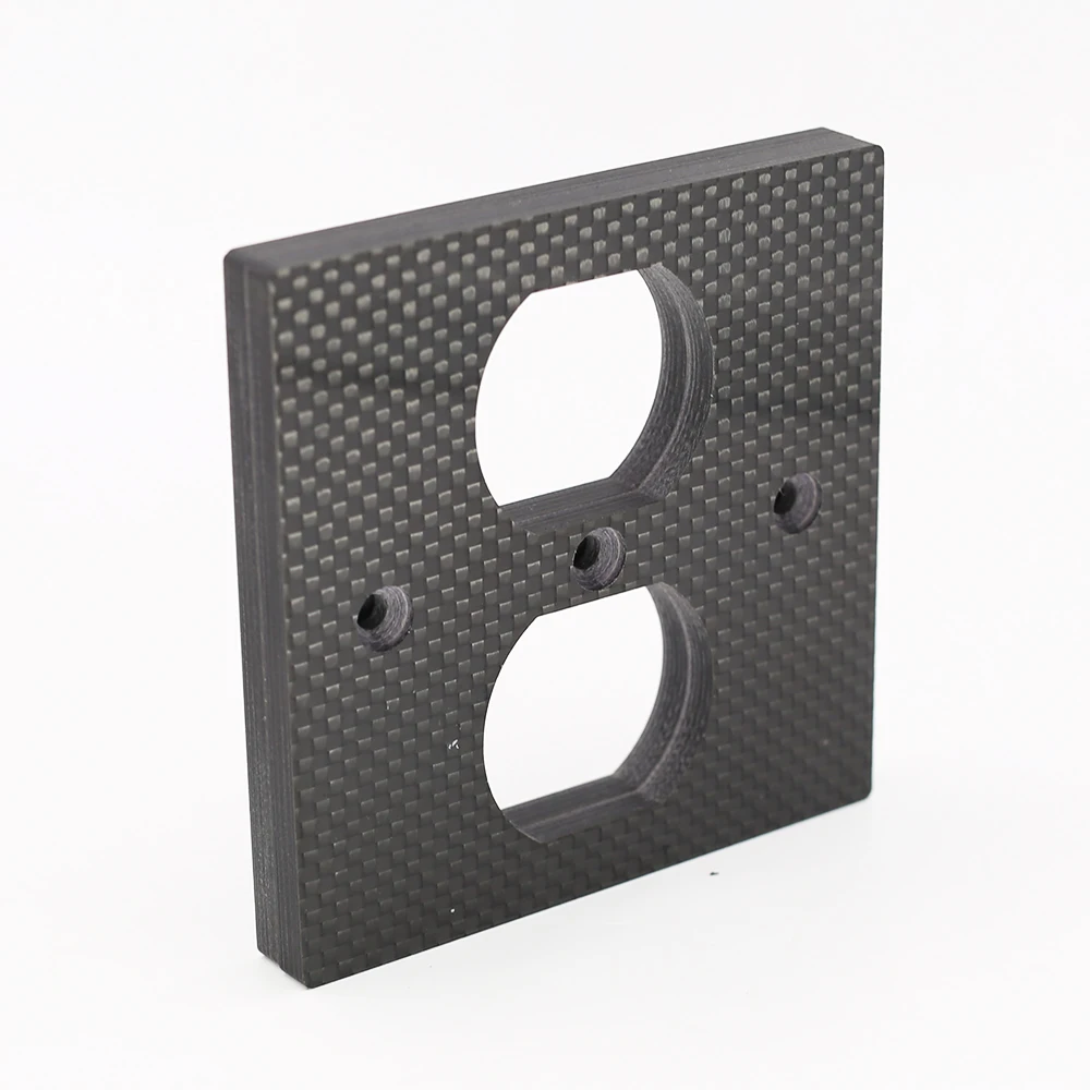 2Pieces Carbon fiber US Socket AC Power Duple Receptacle Cover Outlet Wall Plate Panel 8.5x8.5cm