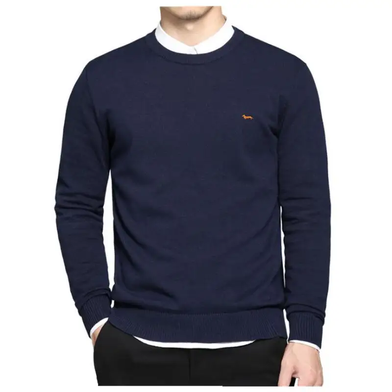 Nuova Primavera Autunno Casual Polo Jersey Uomo Solid Pullover Manica lunga 100% cotone Harmont O-Collo Blaine Plus Size Maglioni