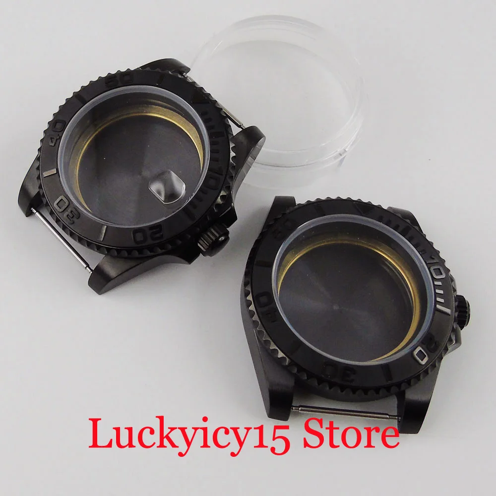 

Black PVD Plated Watch Case for ETA 2836 MIYOTA 8215 Sapphire Crystal Brushed Bezel Insert without Magnifier